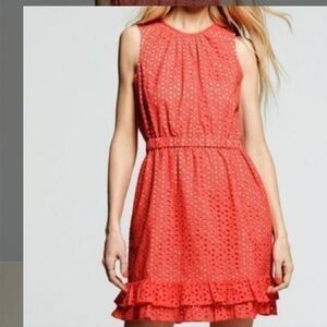 Peter Som Orange Eyelet Boho Sleeveless Dress Size 12